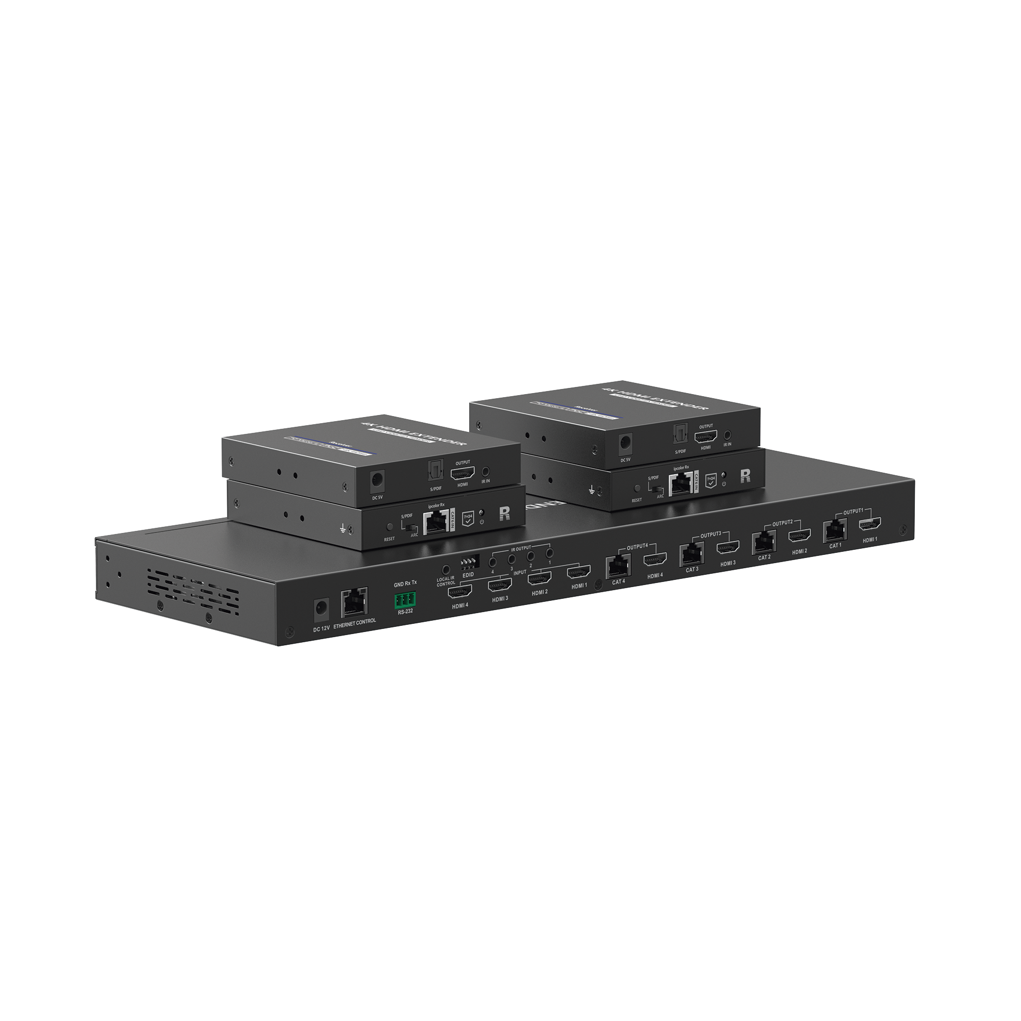 MATRICIAL Y EXTENSOR DE VIDEO HDMI 4 x 4 / 4 Entradas HDMI / 4 Salidas HDMI Loop / 4 Salidas RJ45 para Extender la señal 40 metros por salida /4K / Conmutación por RS232, Control Remoto o Ethernet. MATRICIAL Y EXTENSOR DE VIDEO HDMI 4 x 4 / 4 Entradas HDMI / 4 Salidas HDMI Loop / 4 Salidas RJ45 para Extender la señal 40 metros por salida /4K / Conmutación por RS232, Control Remoto o Ethernet.